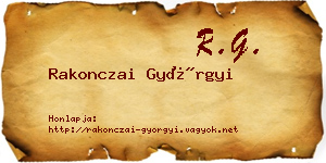 Rakonczai Györgyi névjegykártya